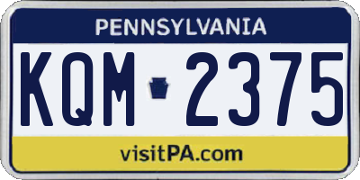 PA license plate KQM2375
