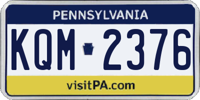 PA license plate KQM2376