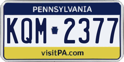 PA license plate KQM2377