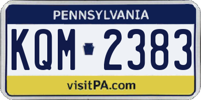 PA license plate KQM2383