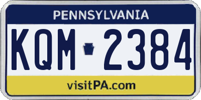 PA license plate KQM2384