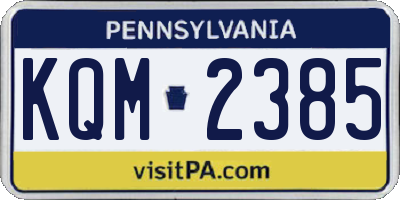 PA license plate KQM2385