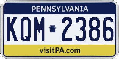 PA license plate KQM2386