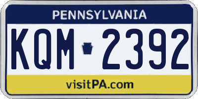 PA license plate KQM2392