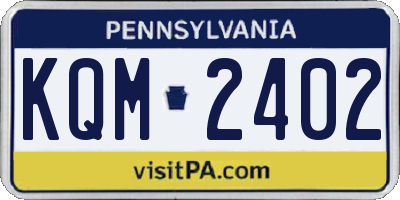PA license plate KQM2402