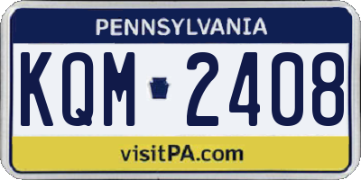 PA license plate KQM2408