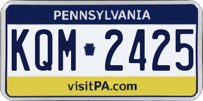 PA license plate KQM2425