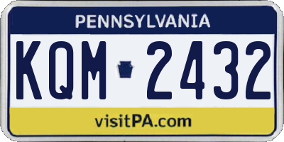 PA license plate KQM2432