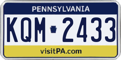 PA license plate KQM2433