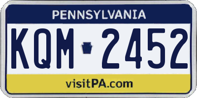 PA license plate KQM2452