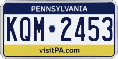 PA license plate KQM2453