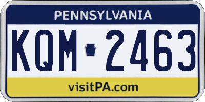 PA license plate KQM2463
