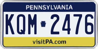 PA license plate KQM2476