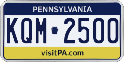 PA license plate KQM2500