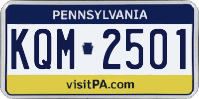 PA license plate KQM2501