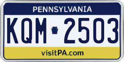 PA license plate KQM2503