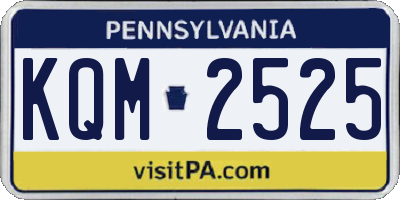 PA license plate KQM2525