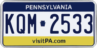 PA license plate KQM2533