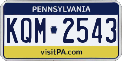 PA license plate KQM2543