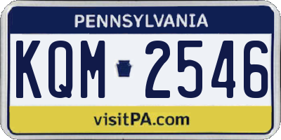 PA license plate KQM2546