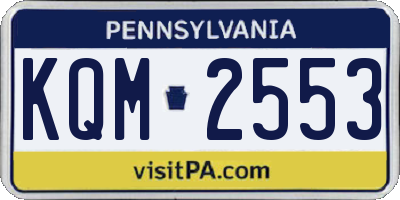 PA license plate KQM2553