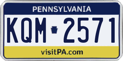 PA license plate KQM2571