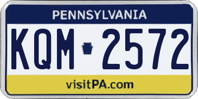 PA license plate KQM2572