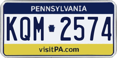 PA license plate KQM2574