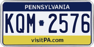 PA license plate KQM2576