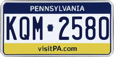 PA license plate KQM2580