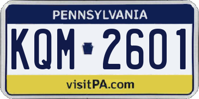 PA license plate KQM2601