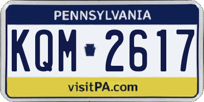 PA license plate KQM2617