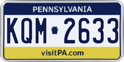 PA license plate KQM2633
