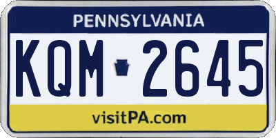 PA license plate KQM2645