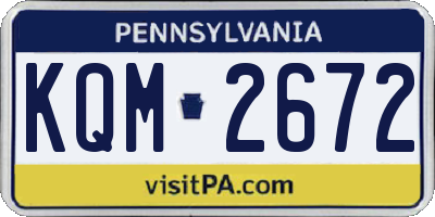 PA license plate KQM2672
