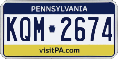 PA license plate KQM2674