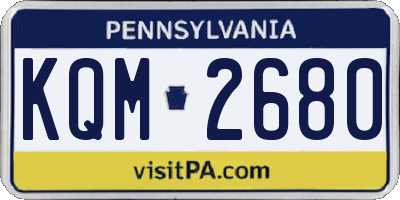 PA license plate KQM2680