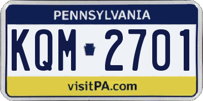PA license plate KQM2701