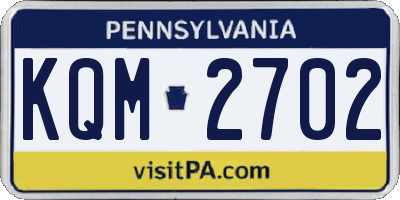 PA license plate KQM2702