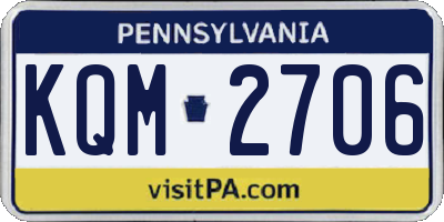 PA license plate KQM2706