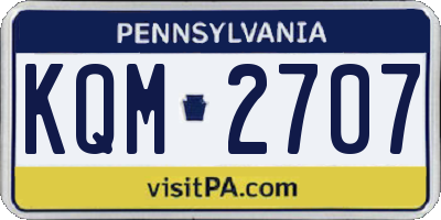 PA license plate KQM2707