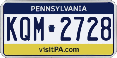 PA license plate KQM2728