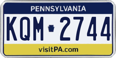 PA license plate KQM2744