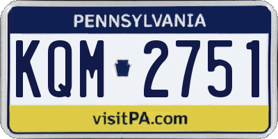 PA license plate KQM2751