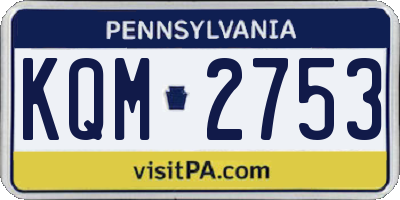 PA license plate KQM2753