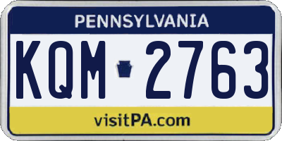 PA license plate KQM2763