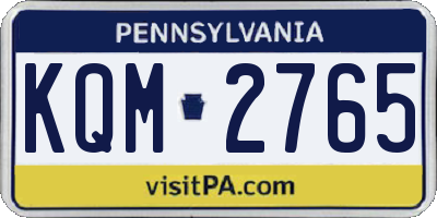 PA license plate KQM2765