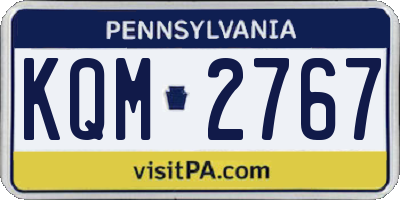 PA license plate KQM2767