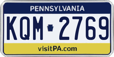 PA license plate KQM2769