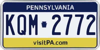 PA license plate KQM2772